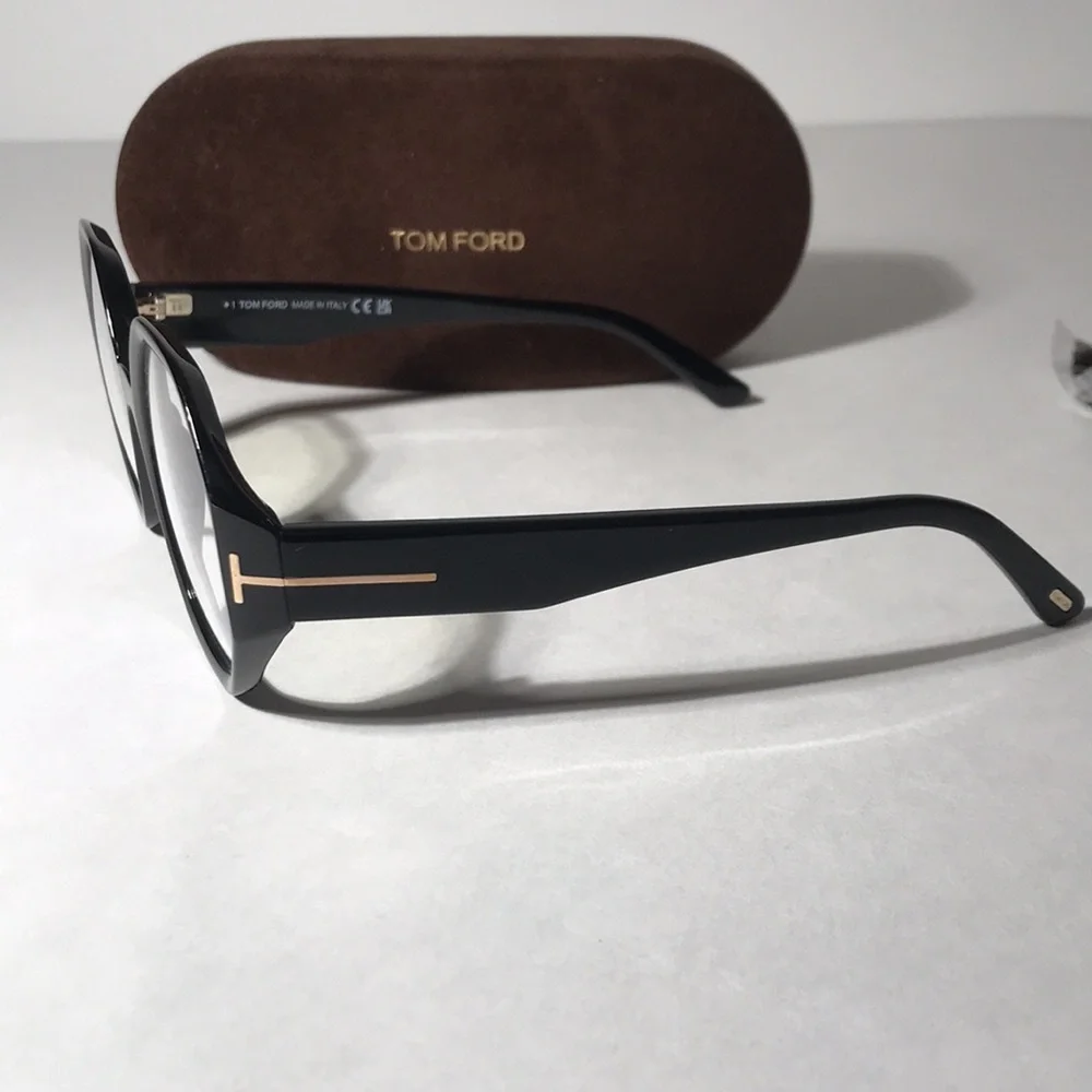 New Authentic Tom Ford TF5967-B ECO Women's Black Geometric Frame Glasses